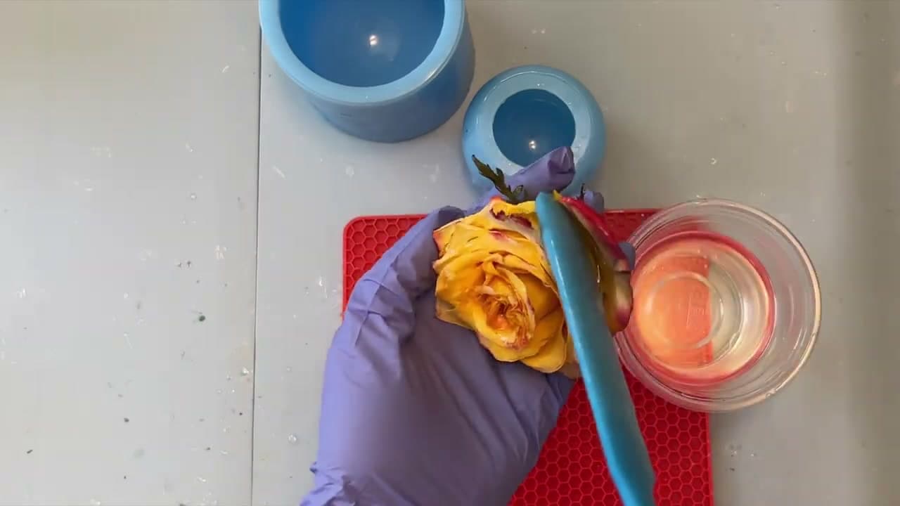 Step 2: Mix the Epoxy and Let the Bubbles Rise - How to Seal Flowers in Resin: Preserved Rose Sphere Tutorial