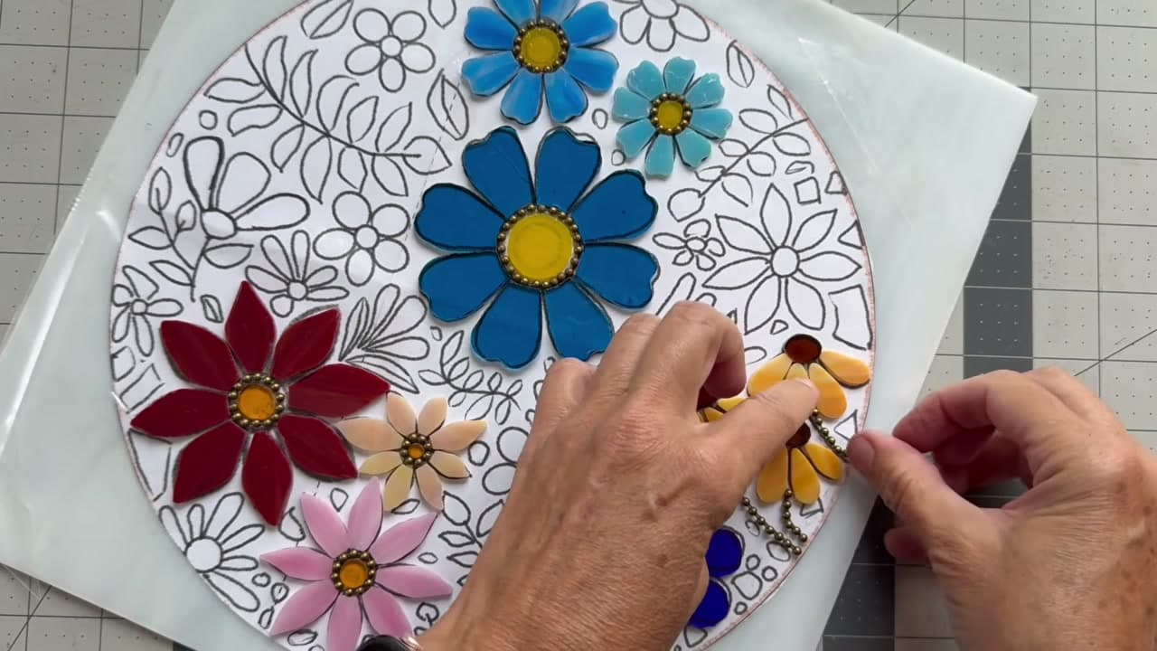 Step 2: Place the Glass on the Sticky Surface - How to Lay Out a Mosaic Design