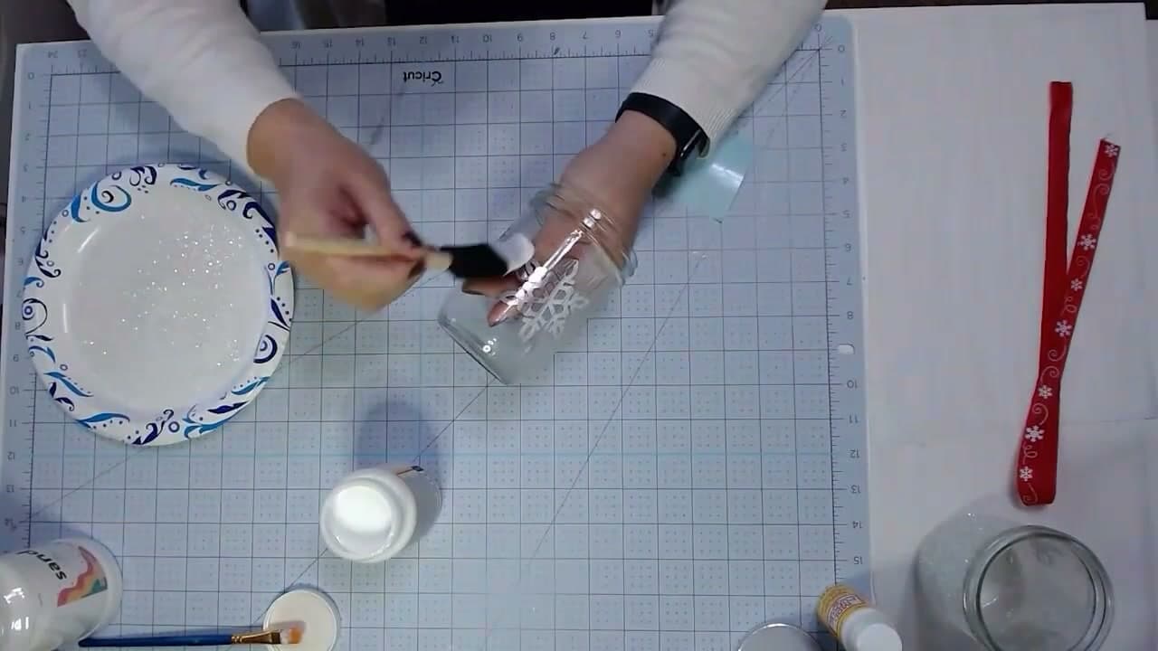 Step 4: Brush Mod Podge Over the Whole Jar - How to Make Mason Jar Luminaries