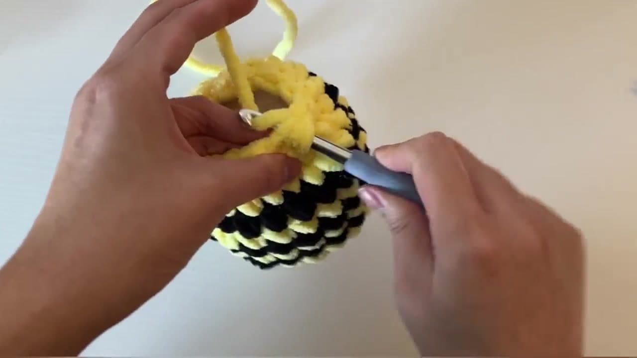 Step 6: Stuff the Body and Decrease to Close - How to Crochet a Bee: Beginner Amigurumi