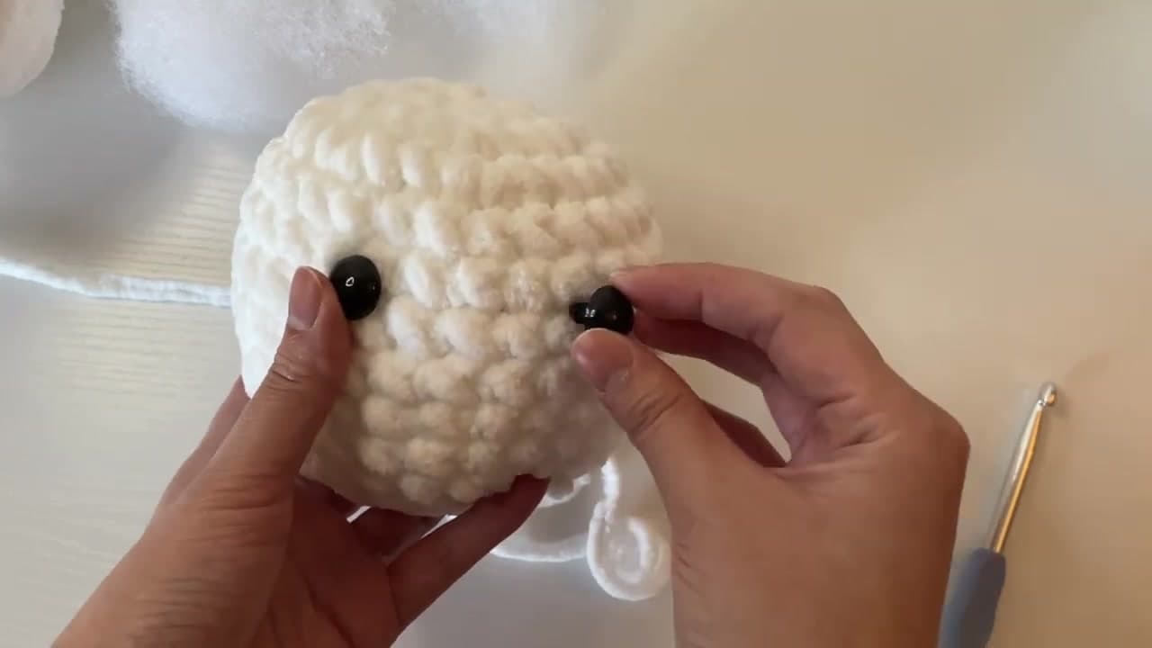 Step 7: Attach Safety Eyes and Finish Stuffing - How to Crochet an Easter Bunny (Beginner Amigurumi)