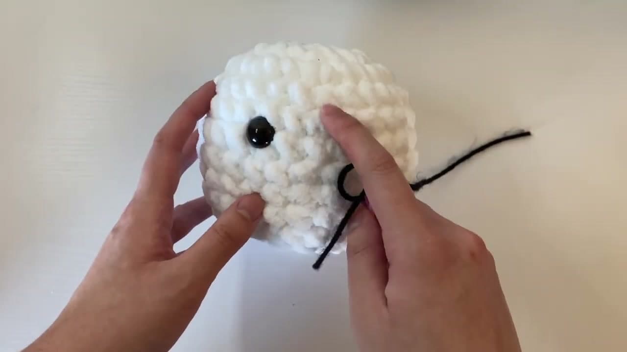 Step 8: Embroider the Nose and Pink Blush - How to Crochet an Easter Bunny (Beginner Amigurumi)