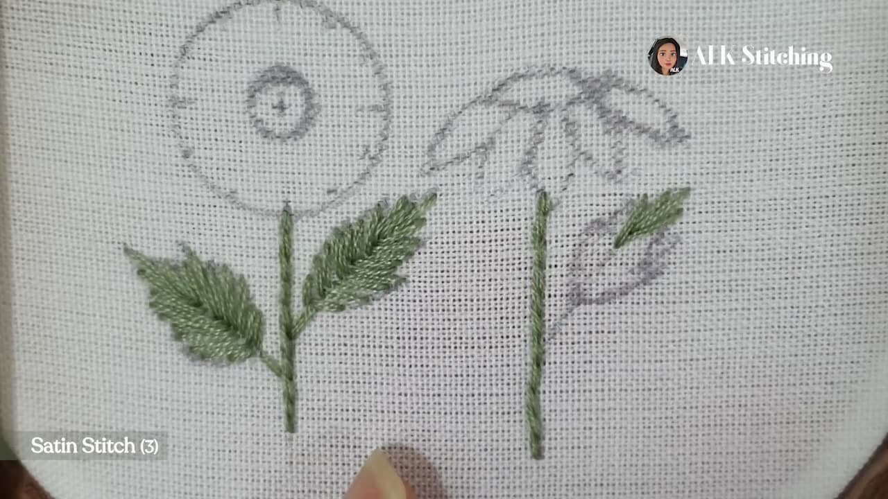 Step 3: Satin-Stitch the Leaves - How to Embroider a Sunflower (Hand Embroidery, Step by Step)