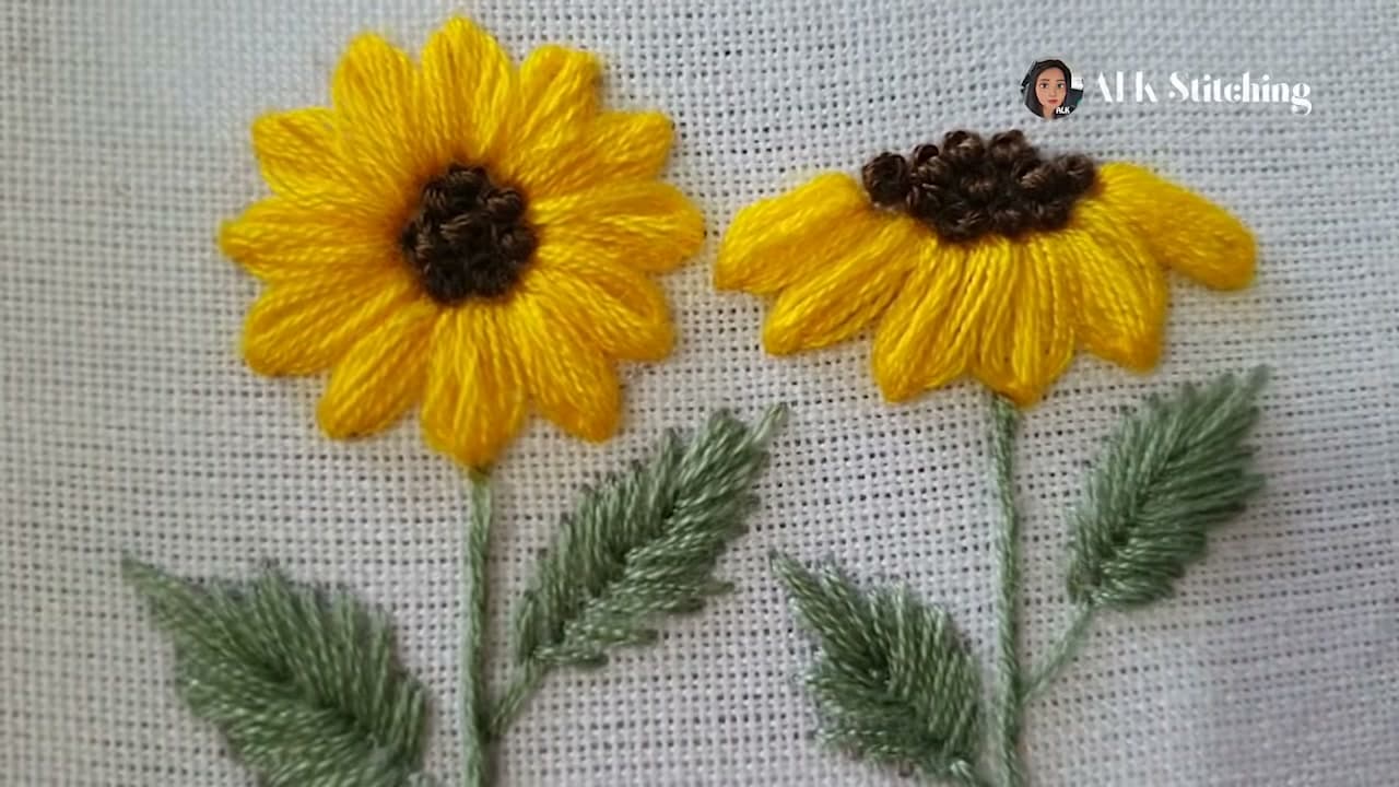 The finished result: How to Embroider a Sunflower (Hand Embroidery, Step by Step)