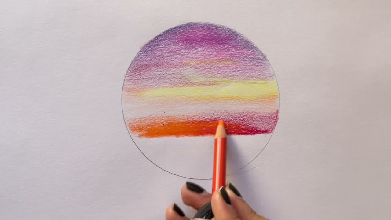 Step 6: Build the Orange Horizon Band of the Sunset - How to Draw a Sunset With Colored Pencils