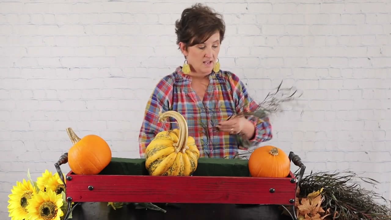 Step 3: Cut and Tuck the Foliage - How to Make a Thanksgiving Centerpiece