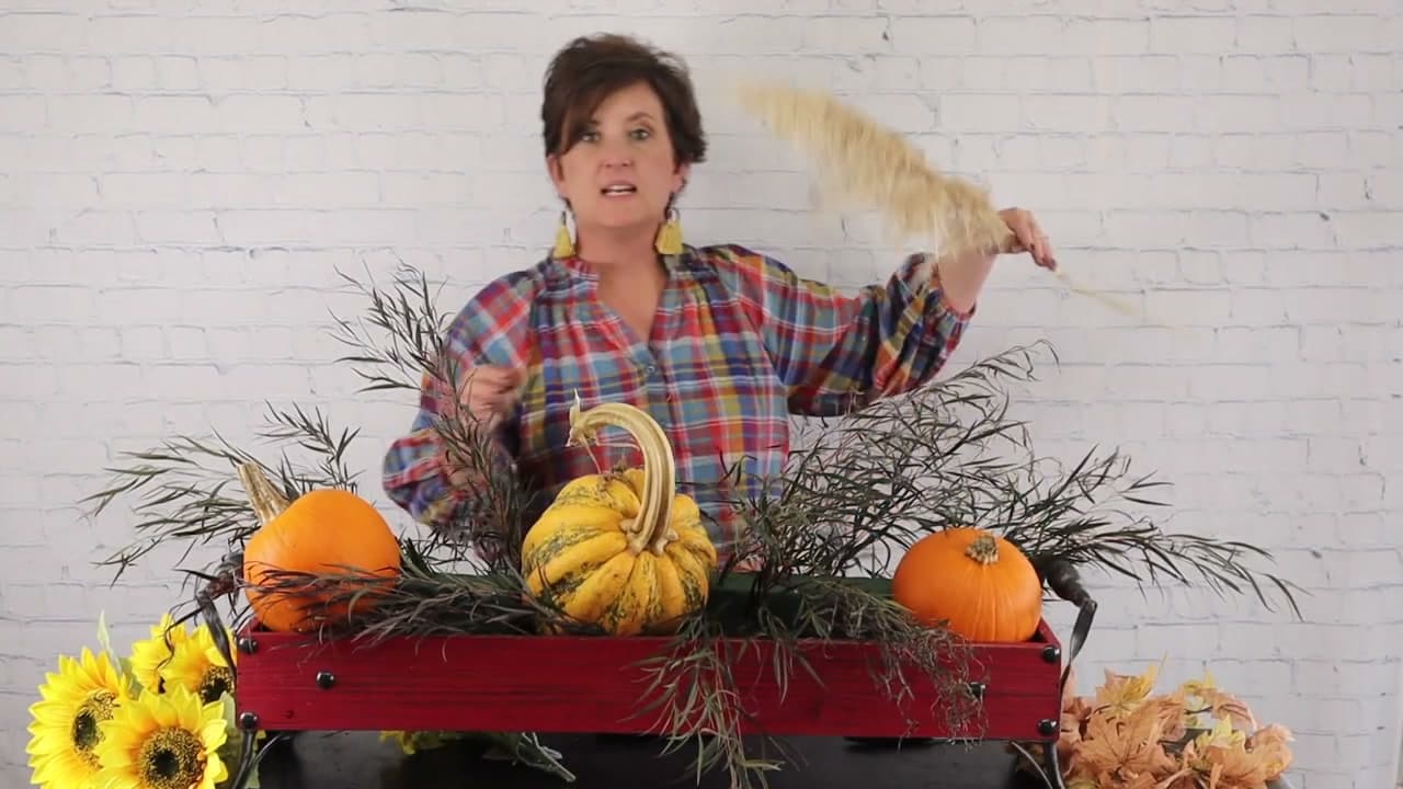 Step 4: Add the Dried Materials - How to Make a Thanksgiving Centerpiece