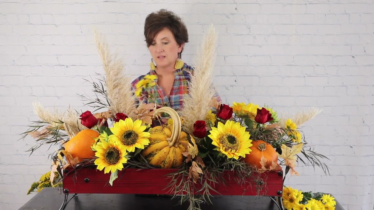 Step 8: Scatter the Yellow Daisies - How to Make a Thanksgiving Centerpiece