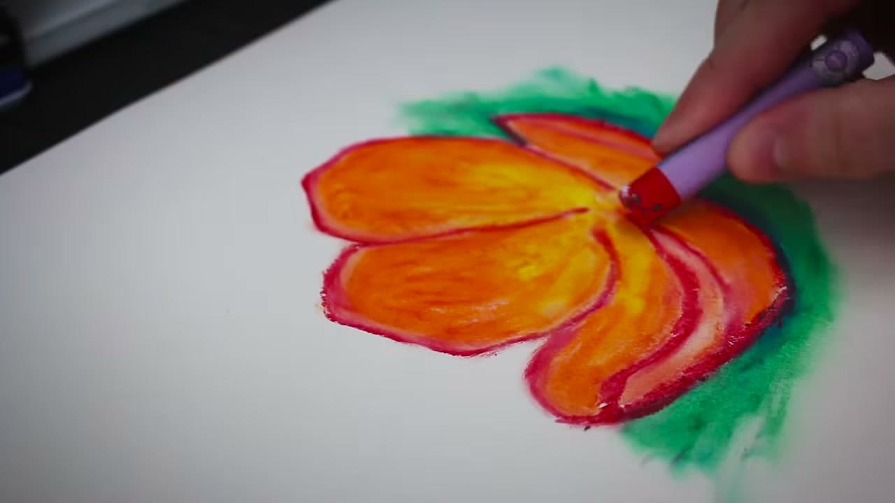 Step 6: Add Oil Pastel Detail Lines Over the Blended Layer - How to Use Oil Pastels