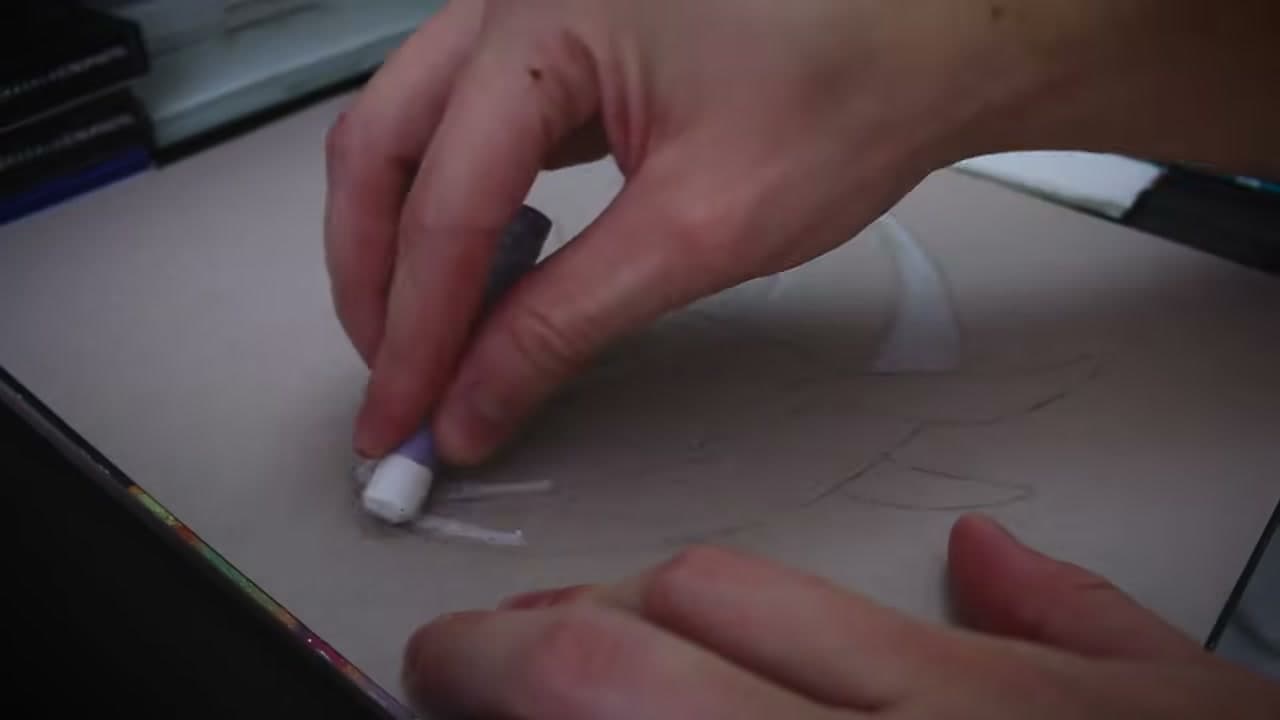 Step 7: Start the Whale With White Oil Pastel on Pastel Paper - How to Use Oil Pastels