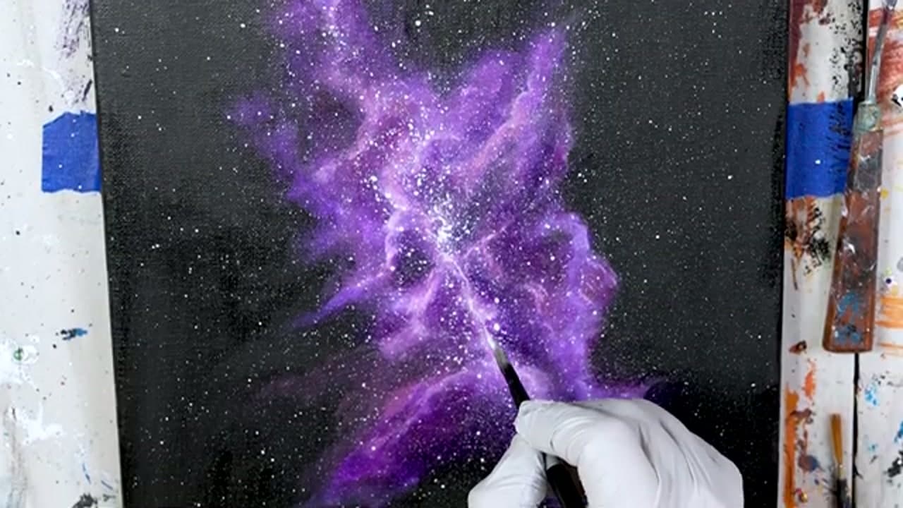 The finished result: How to Paint a Galaxy Nebula in Acrylic