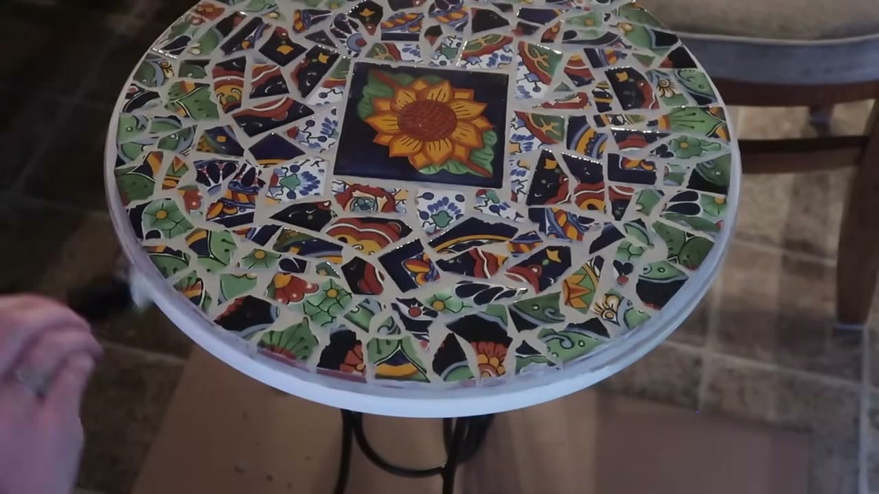 The finished result: How to Make a Mosaic Side Table